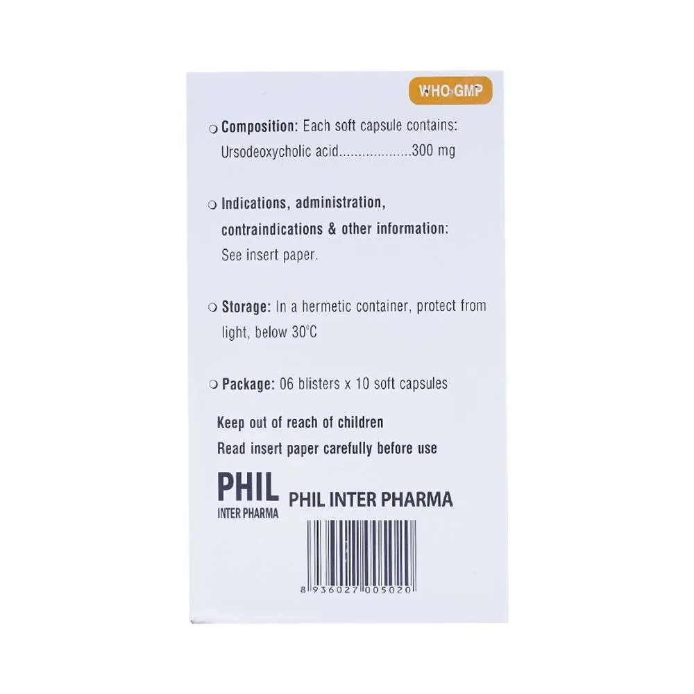 Hình ảnh Viên nang mềm Macibin 300mg Phil Inter Pharma làm tan sỏi mật, điều trị xơ gan (6 vỉ X 10 viên) 