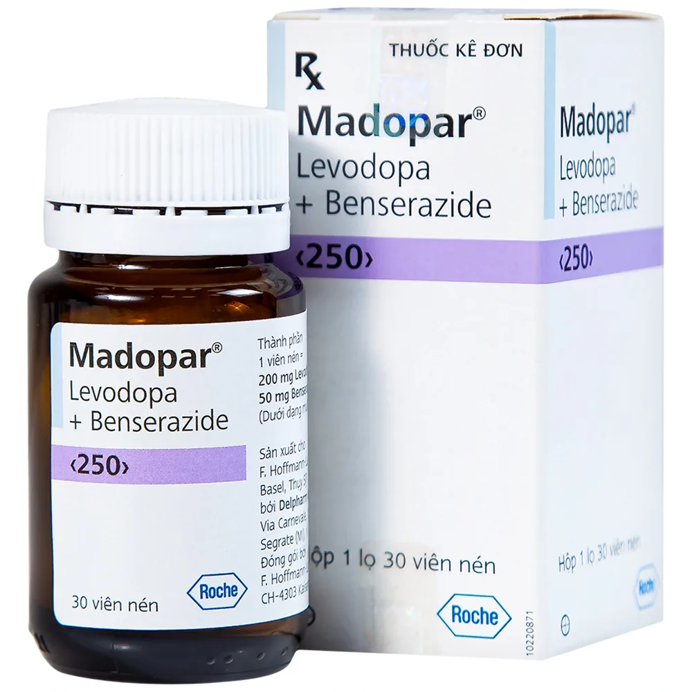 Hình ảnh Viên nén Madopar Levodopa And Benserazide 250 Roche điều trị bệnh Parkinson vô căn (30 viên)