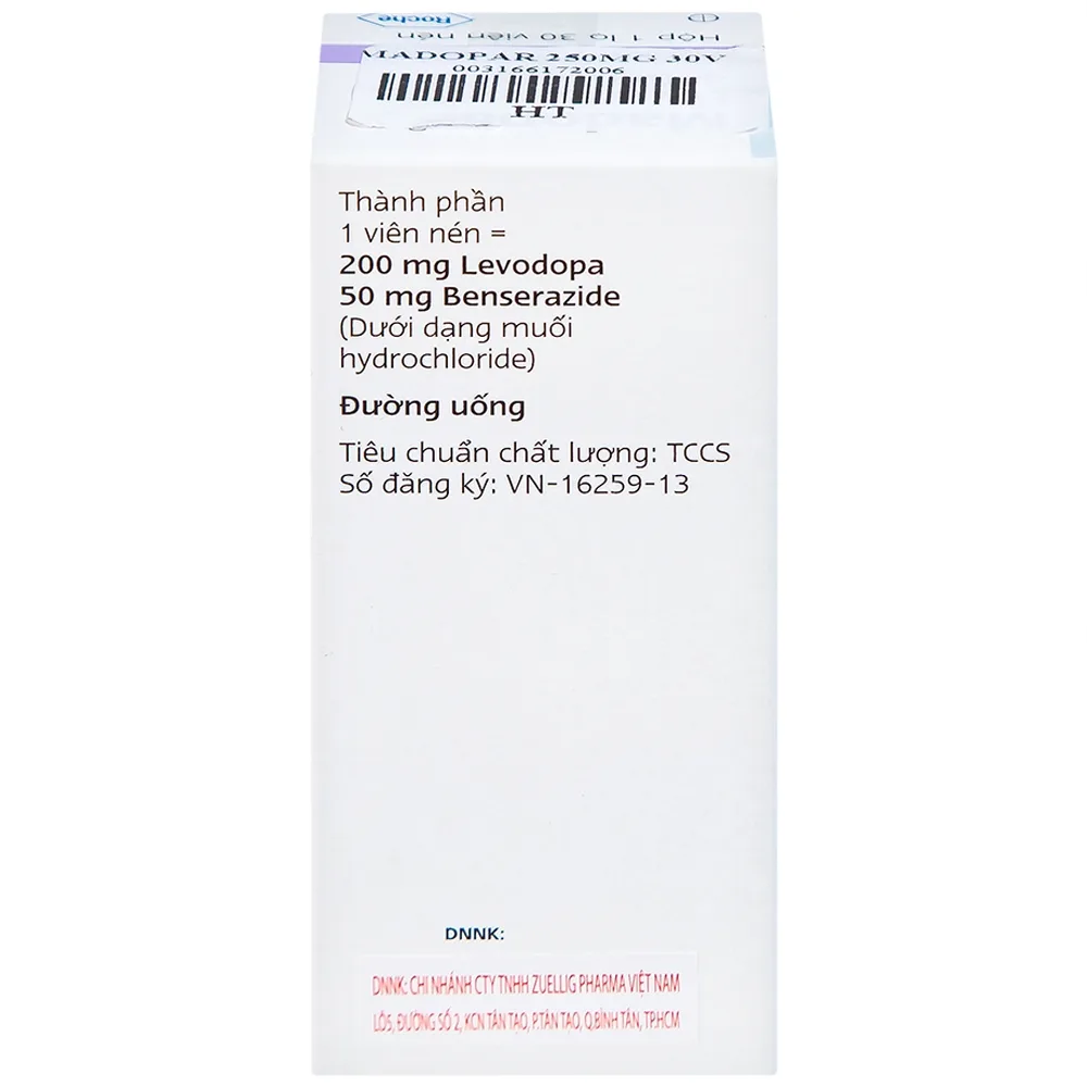 Hình ảnh Viên nén Madopar Levodopa And Benserazide 250 Roche điều trị bệnh Parkinson vô căn (30 viên)