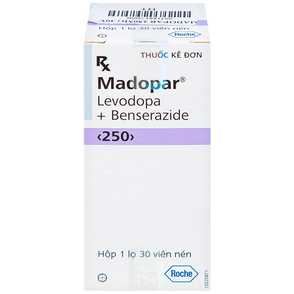 Hình ảnh Viên nén Madopar Levodopa And Benserazide 250 Roche điều trị bệnh Parkinson vô căn (30 viên)