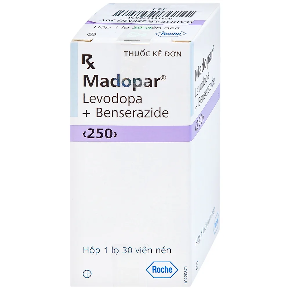 Hình ảnh Viên nén Madopar Levodopa And Benserazide 250 Roche điều trị bệnh Parkinson vô căn (30 viên)