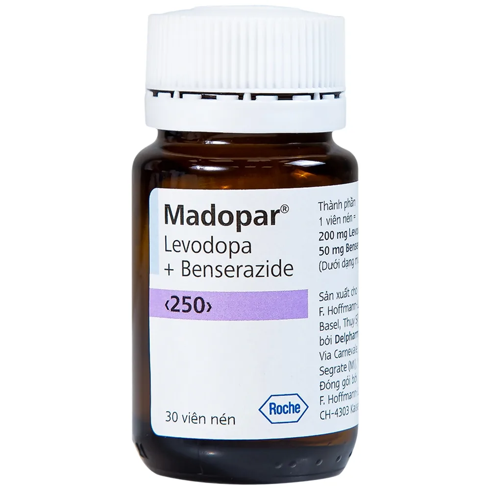Hình ảnh Viên nén Madopar Levodopa And Benserazide 250 Roche điều trị bệnh Parkinson vô căn (30 viên)