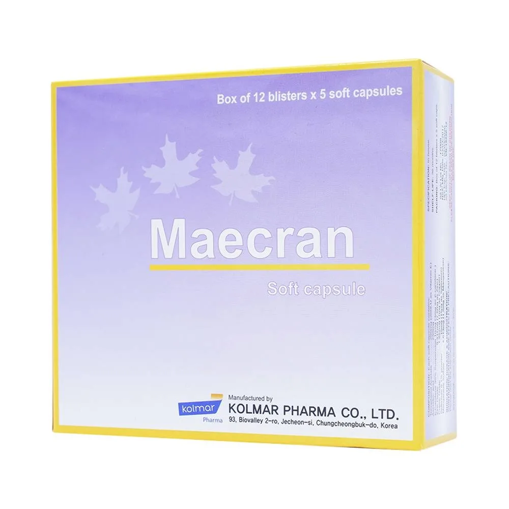 Hình ảnh Viên nang mềm Maecran Kolmar Pharma chống lão hóa, cung cấp vitamin (12 vỉ x 5 viên)