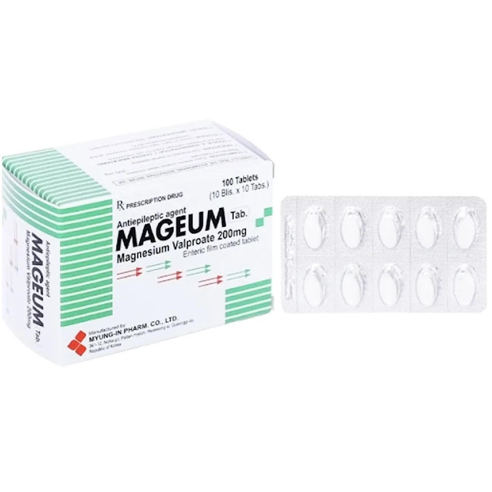 Hình ảnh Thuốc Mageum 200mg Myung-In Pharm điều trị bệnh động kinh (10 vỉ x 10 viên)
