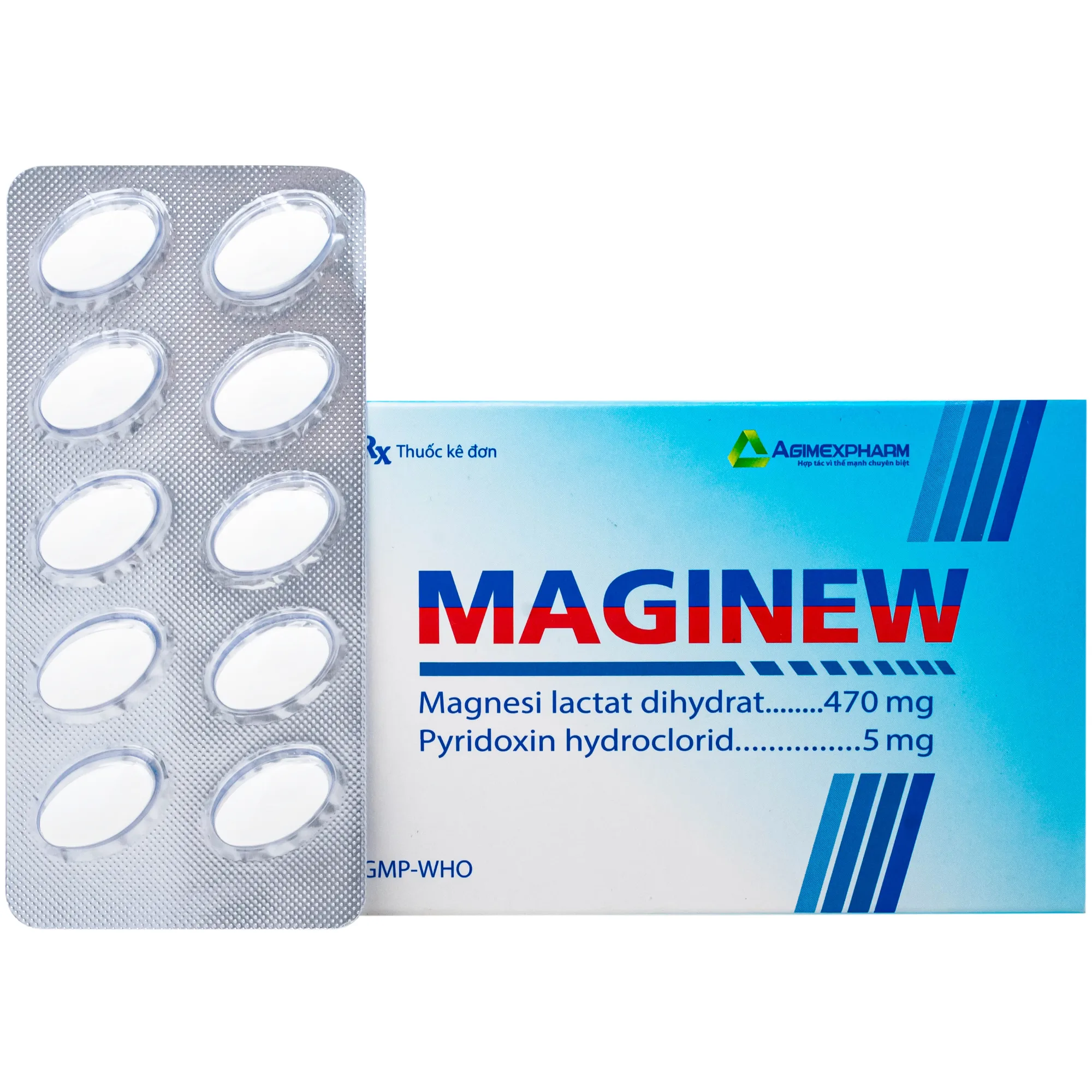 Hình ảnh Thuốc Maginew 470mg/5mg Agimexpharm giảm các triệu chứng thiếu hụt magnesi, nôn mửa, khó chịu (10 vỉ x 10 viên)