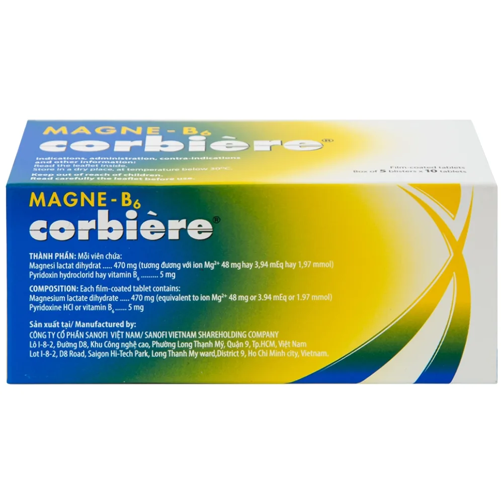 Hình ảnh Viên nén Magne-B6 Corbière Sanofi điều trị thiếu magnesi riêng biệt hay kết hợp (5 vỉ x 10 viên)