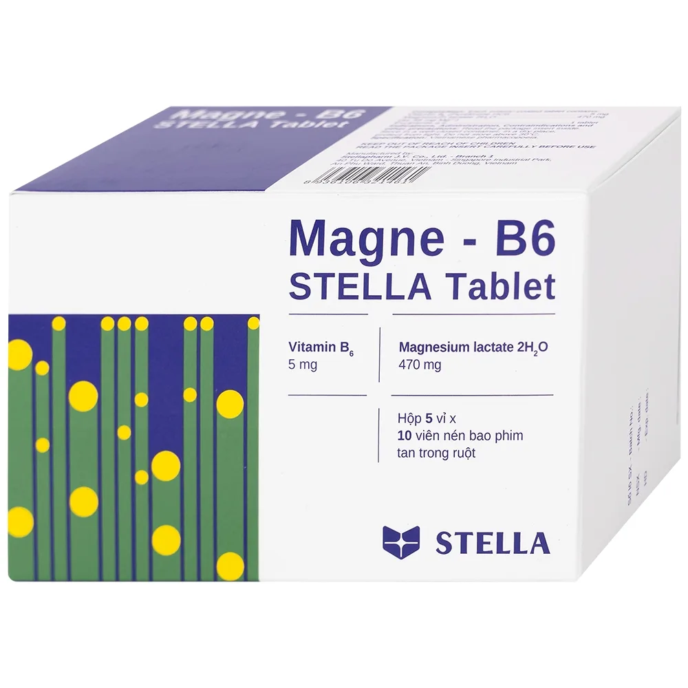 Hình ảnh Thuốc Magne - B6 Stella điều trị hạ magnesium huyết nặng (5 vỉ x 10 viên)