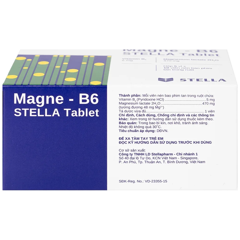 Hình ảnh Thuốc Magne - B6 Stella điều trị hạ magnesium huyết nặng (5 vỉ x 10 viên)