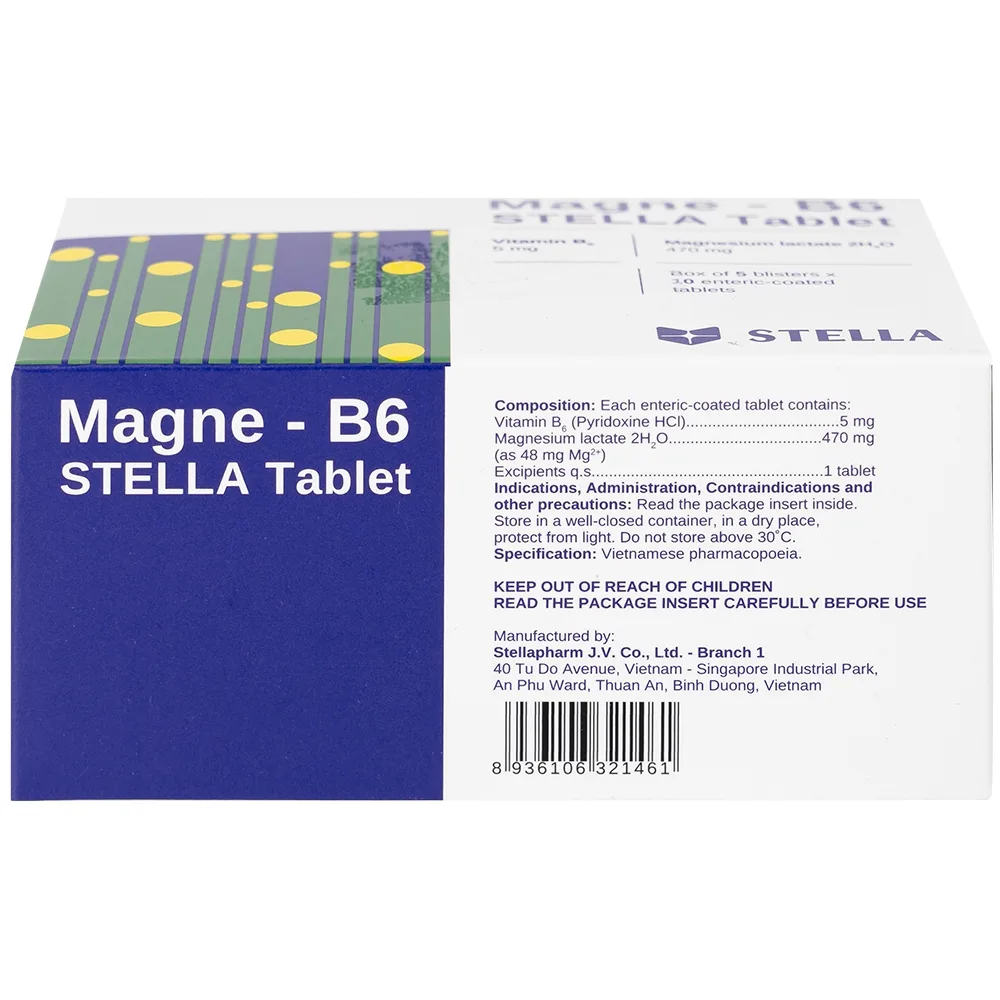 Hình ảnh Thuốc Magne - B6 Stella điều trị hạ magnesium huyết nặng (5 vỉ x 10 viên)