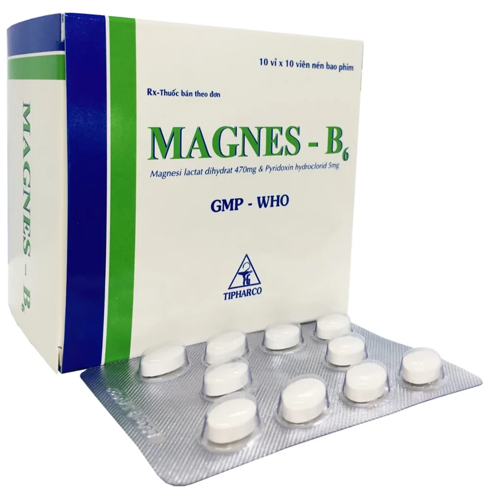 Hình ảnh Viên nén Magnes B6 Tipharco điều trị các trường hợp thiếu Magnesi (10 vỉ x 10 viên)