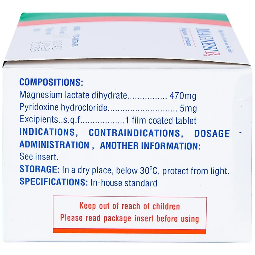 Hình ảnh Viên nén Magnesi B6 Medipharco điều trị các trường hợp thiếu magnesi đơn độc hay kết hợp (10 vỉ x 10 viên)