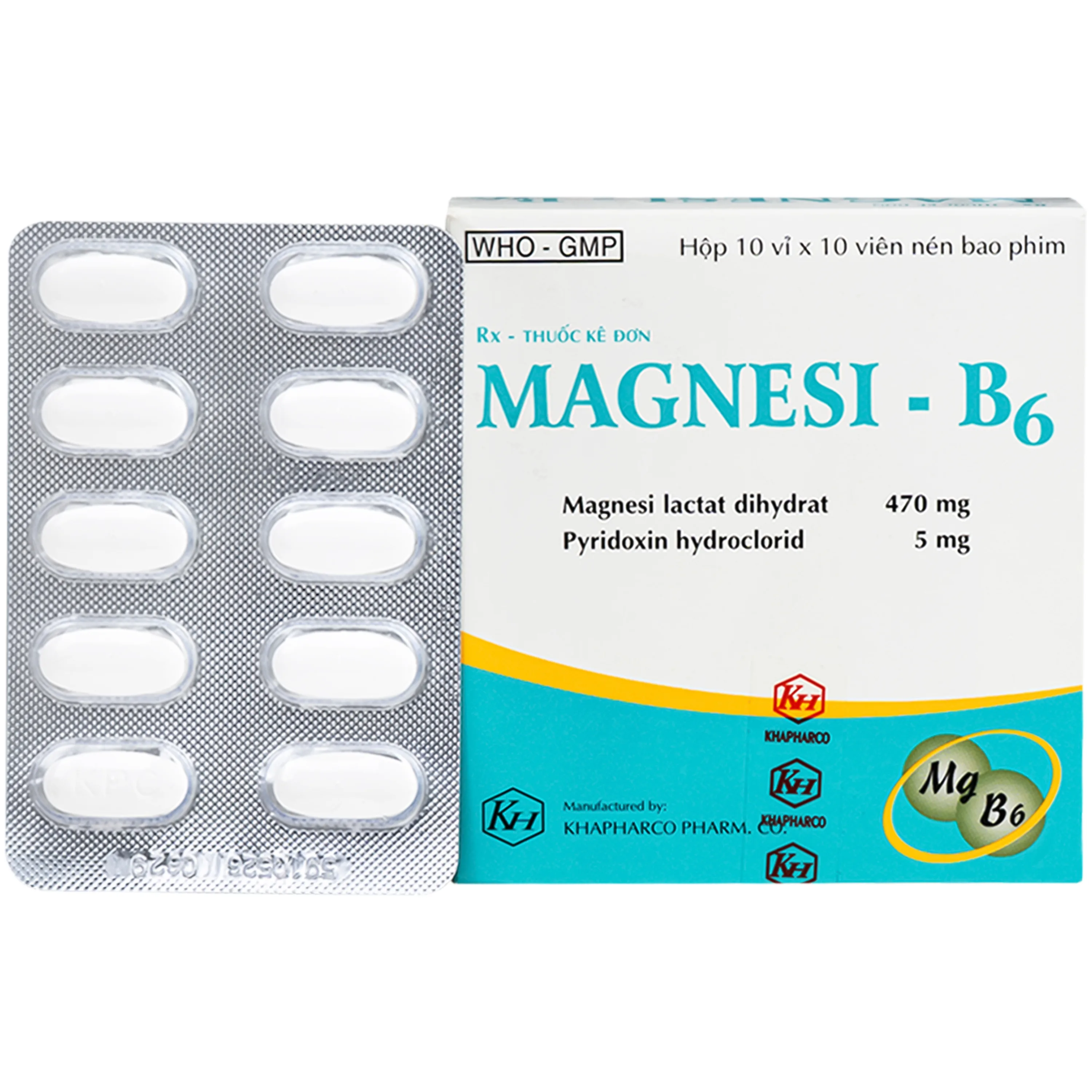 Hình ảnh Thuốc Magnesi-B6 Khapharco giảm các triệu chứng thiếu hụt magnesi, nôn mửa, khó chịu (10 vỉ x 10 viên)