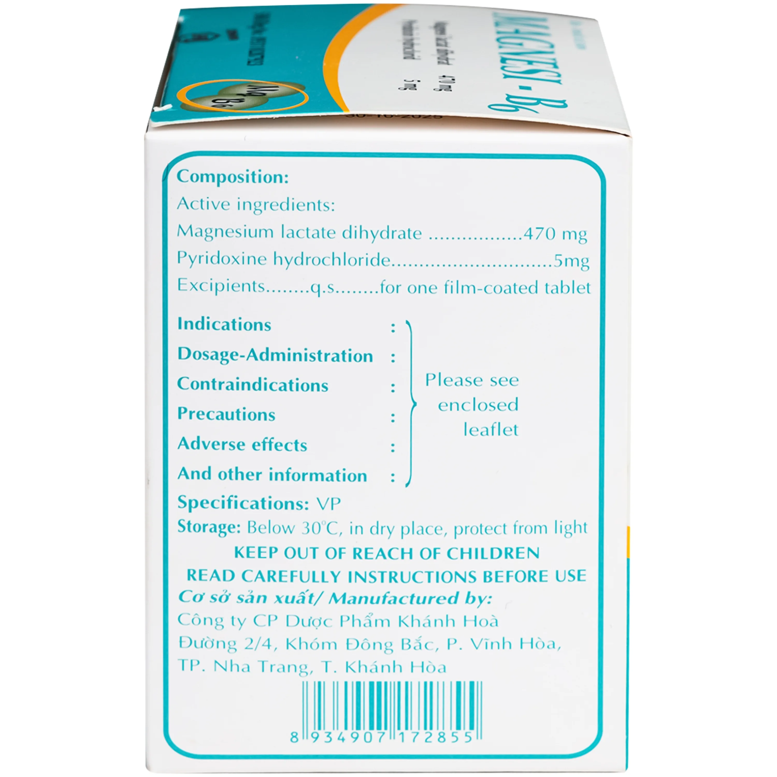 Hình ảnh Thuốc Magnesi-B6 Khapharco giảm các triệu chứng thiếu hụt magnesi, nôn mửa, khó chịu (10 vỉ x 10 viên)