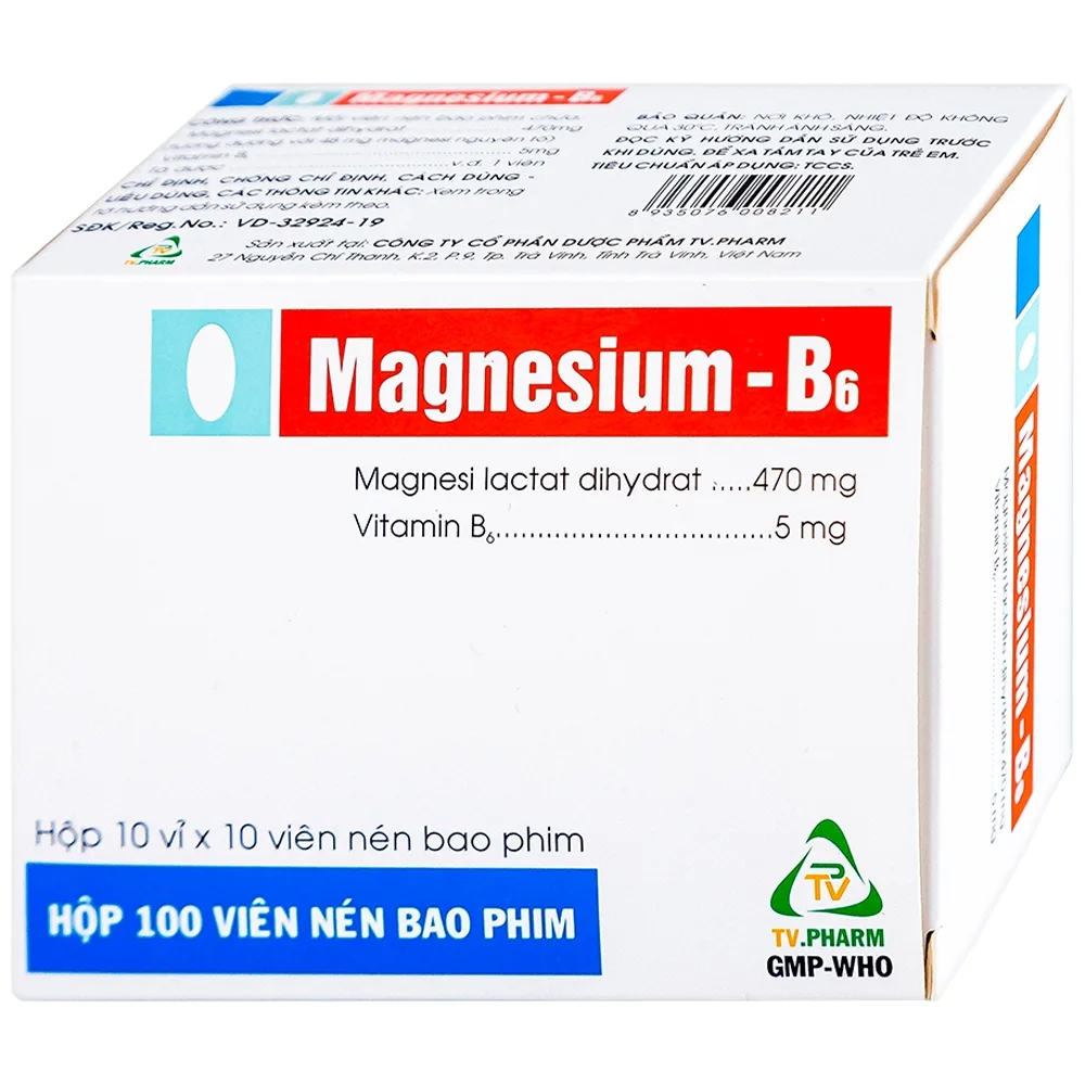 Hình ảnh Thuốc Magnesium - B6 TV.Pharm giảm các triệu chứng thiếu hụt magnesi, nôn mửa, khó chịu (10 vỉ x 10 viên)