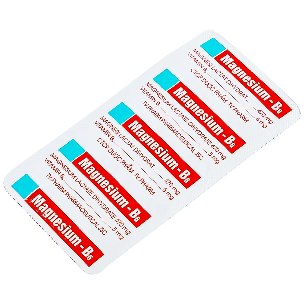 Hình ảnh Thuốc Magnesium - B6 TV.Pharm giảm các triệu chứng thiếu hụt magnesi, nôn mửa, khó chịu (10 vỉ x 10 viên)