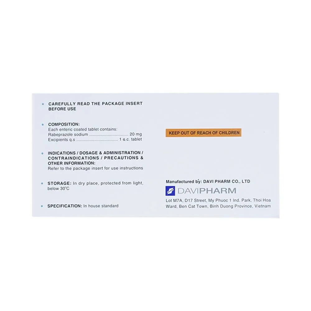 Hình ảnh Viên nén Martaz 20mg DaViPharm điều trị loét dạ dày (10 vỉ x 10 viên)