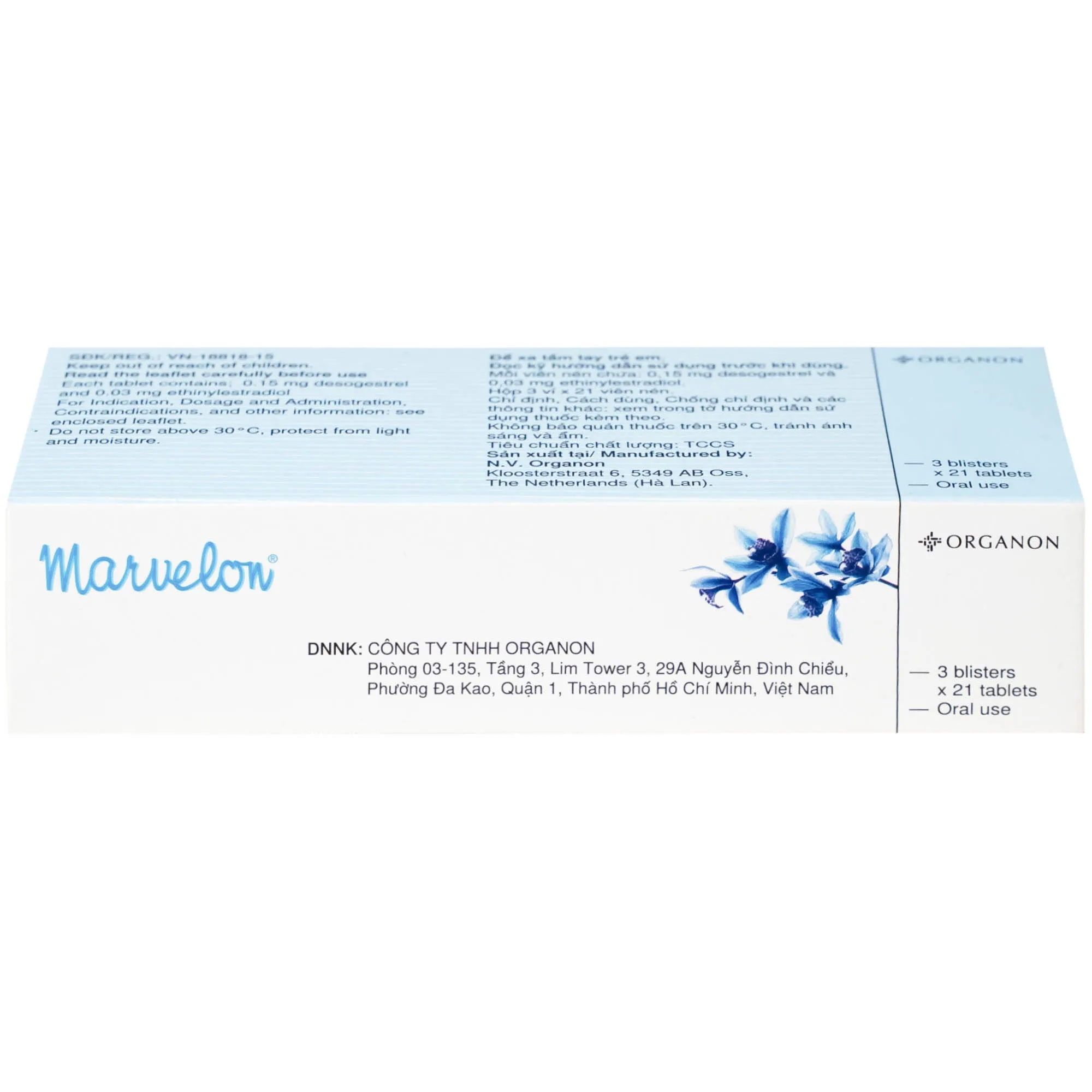 Hình ảnh Thuốc tránh thai Marvelon Organon (3 vỉ x 21 viên)