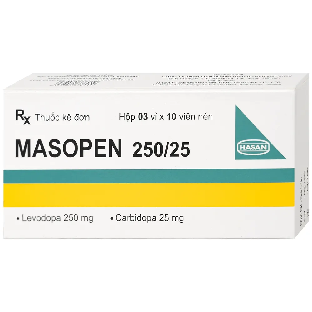 Hình ảnh Thuốc Masopen 250/25 Hasan điều trị triệu chứng bệnh parkinson (3 vỉ x 10 viên)