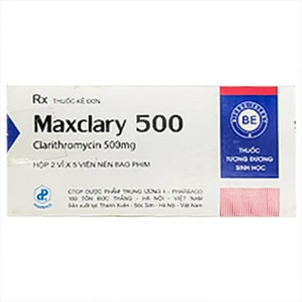 Hình ảnh Viên nén Maxclary 500 Pharbaco điều trị viêm amidan, viêm tai giữa, viêm xoang cấp (1 vỉ x 10 viên)