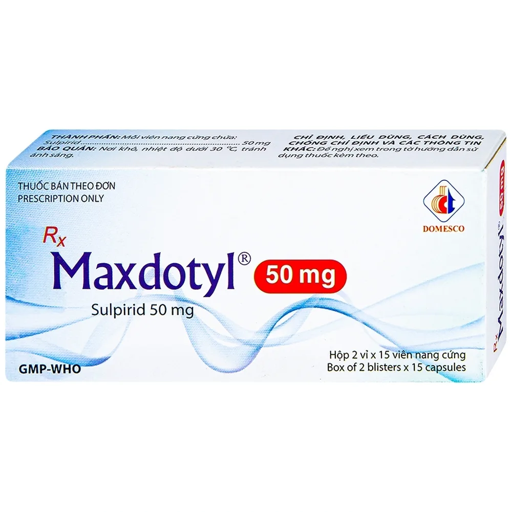 Hình ảnh Viên nang cứng Maxdotyl 50mg Domesco điều trị chứng lo âu ở người lớn (2 vỉ x 15 viên)