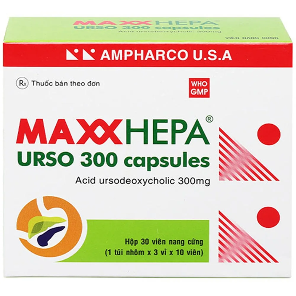 Hình ảnh Thuốc MaxxHepa Urso 300 Capsules trị xơ gan do mật nguyên phát (3 vỉ x 10 viên)