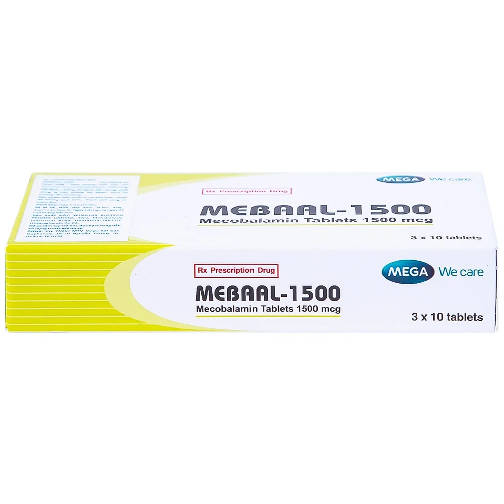 Hình ảnh Viên nén Mebaal-1500 MEGA We Care điều trị các bệnh lý thần kinh ngoại biên (3 vỉ x 10 viên) 