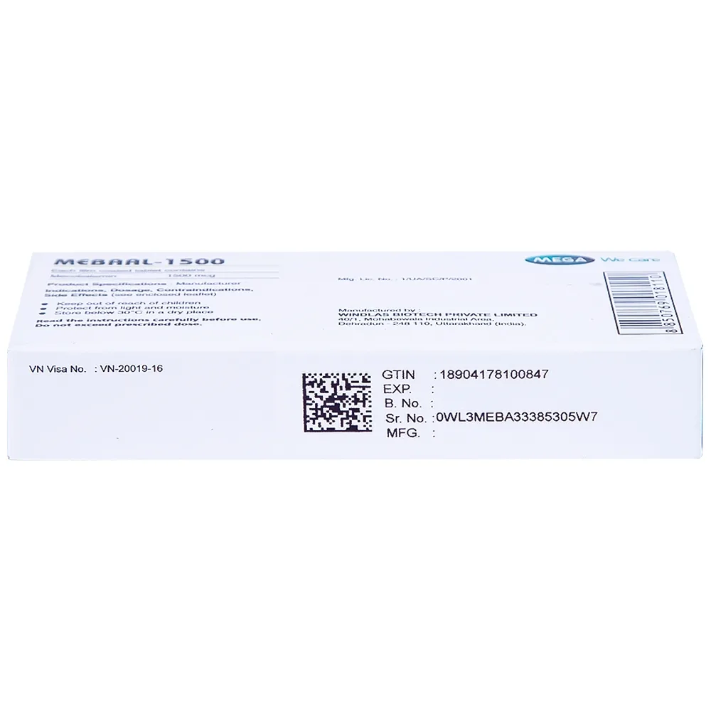 Hình ảnh Viên nén Mebaal-1500 MEGA We Care điều trị các bệnh lý thần kinh ngoại biên (3 vỉ x 10 viên) 