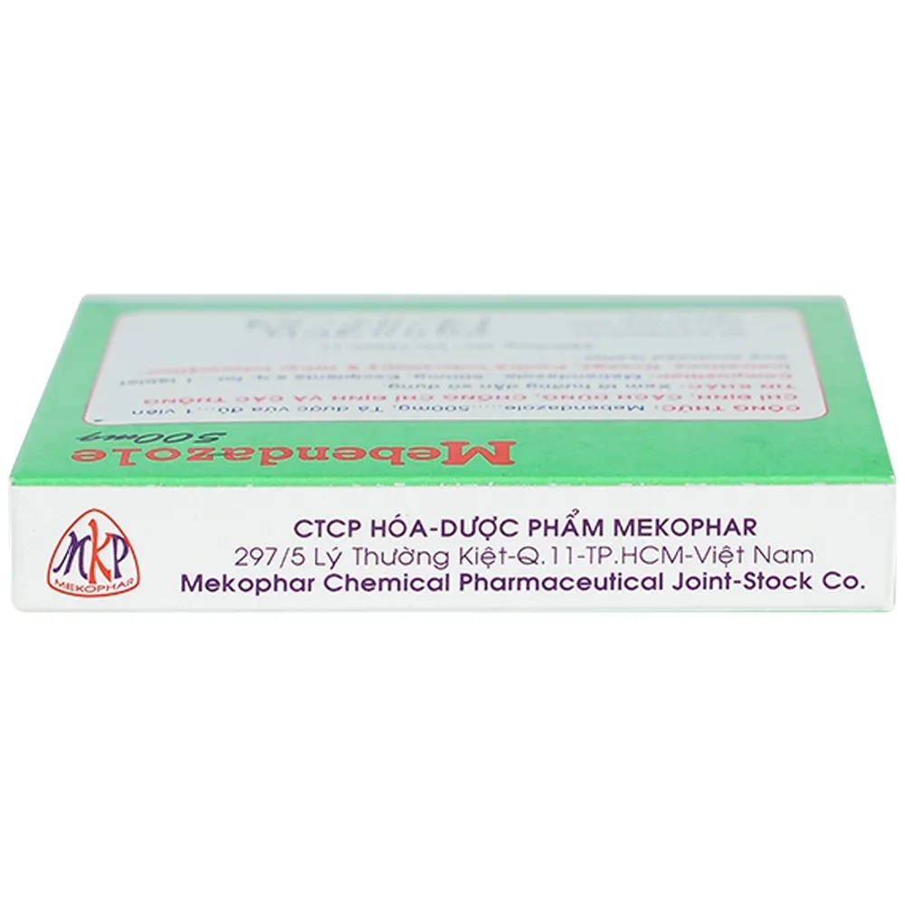 Hình ảnh Viên nén Mebendazole 500mg Mekophar điều trị nhiễm một hay nhiều loại giun (1 viên)
