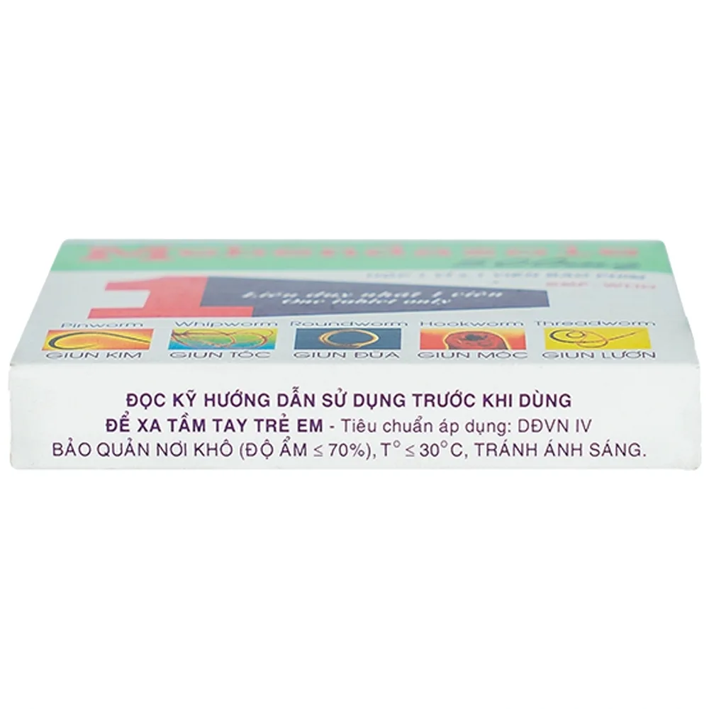 Hình ảnh Viên nén Mebendazole 500mg Mekophar điều trị nhiễm một hay nhiều loại giun (1 viên)