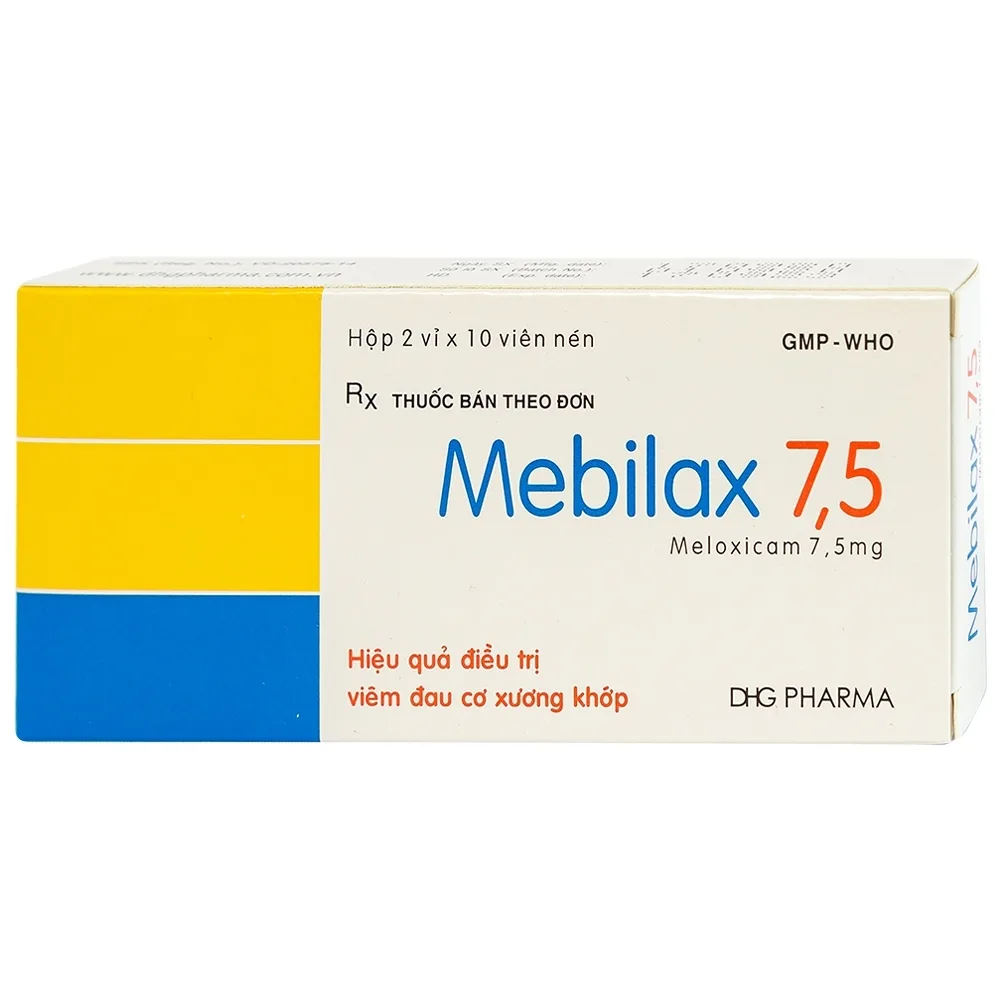 Hình ảnh Viên nén Mebilax 7,5 DHG Pharma điều trị viêm đau cơ xương khớp (2 vỉ x 10 viên)