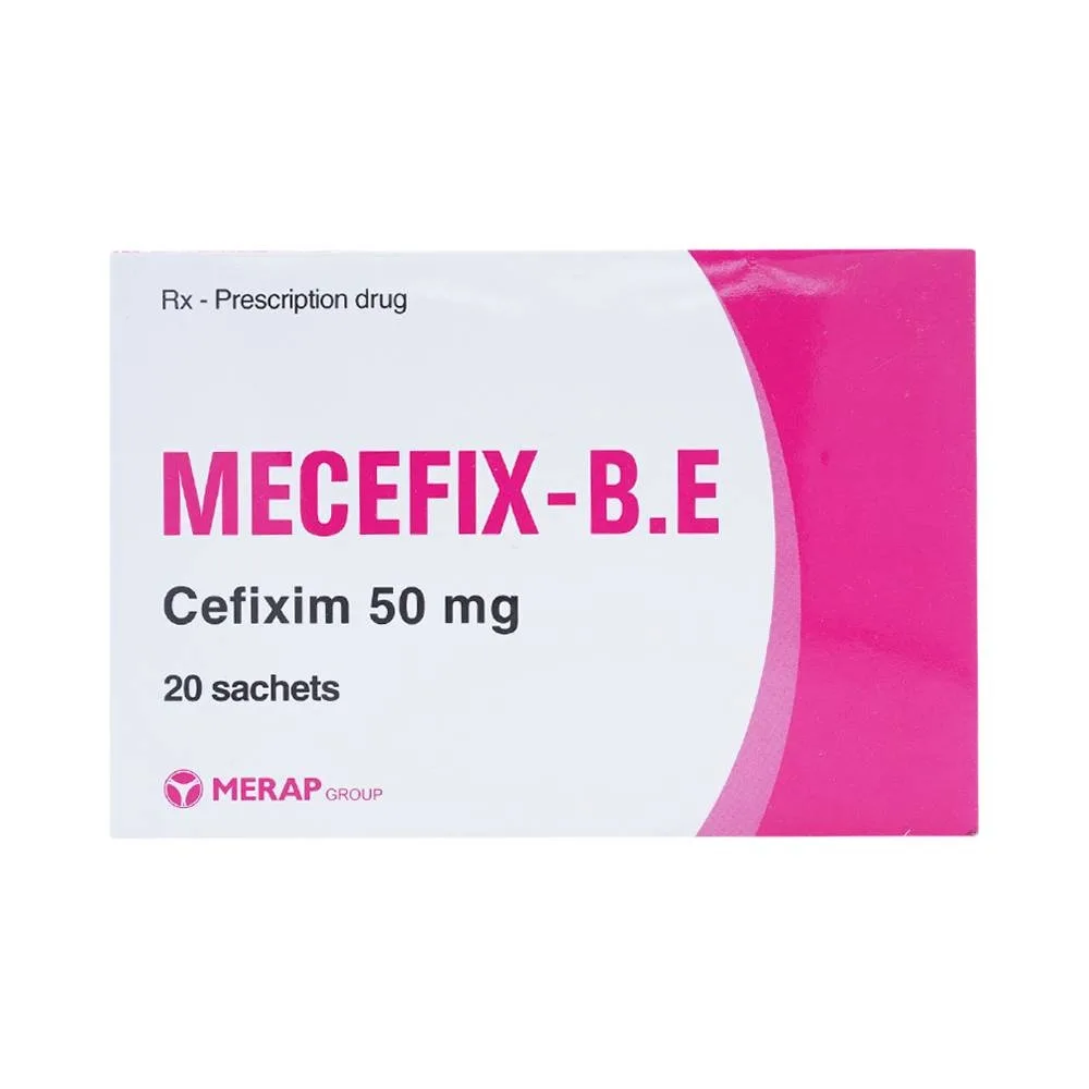 Hình ảnh Cốm pha hỗn dịch uống Mecefix-B.E 50mg Merap điều trị viêm tai giữa, viêm xoang (20 gói)