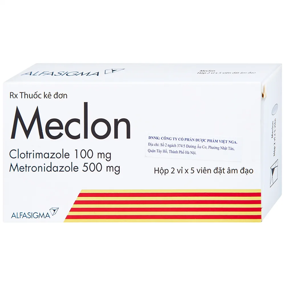 Hình ảnh Viên đặt âm đạo Meclon Doppel Pharma điều trị viêm cổ tử cung, âm đạo (2 vỉ x 5 viên)