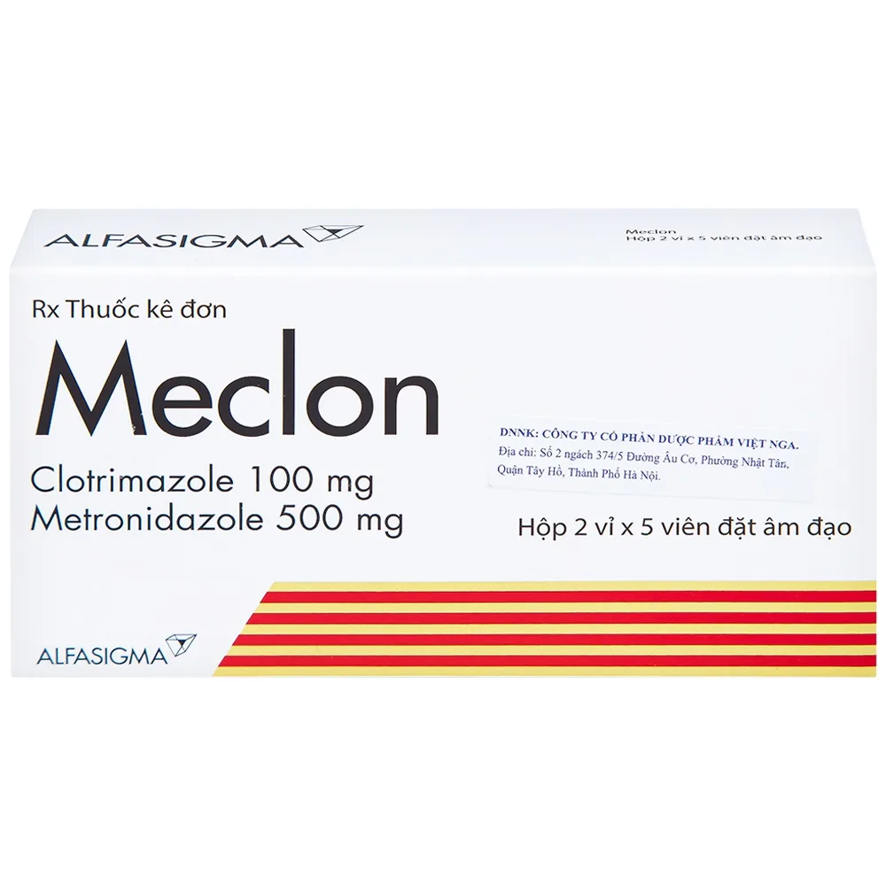 Hình ảnh Viên đặt âm đạo Meclon Doppel Pharma điều trị viêm cổ tử cung, âm đạo (2 vỉ x 5 viên)