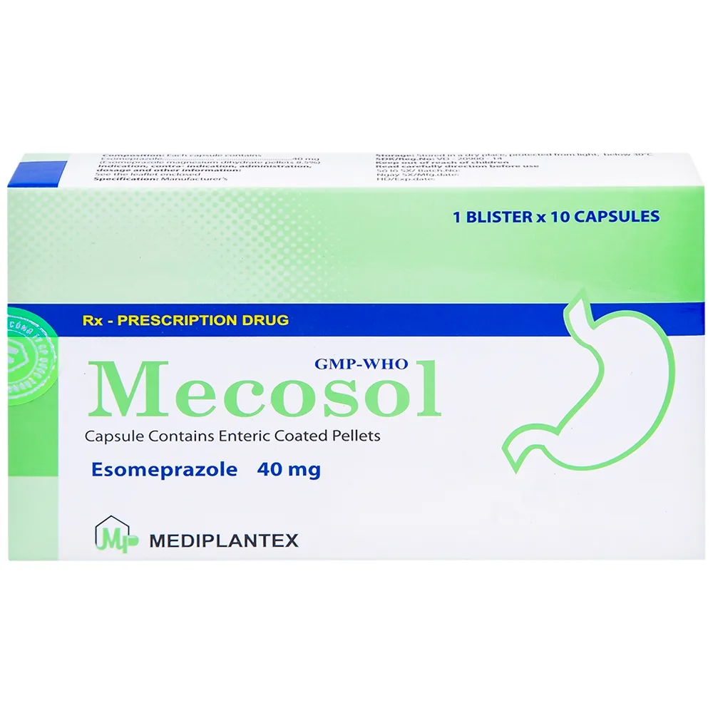 Hình ảnh Viên nang cứng Mecosol 40mg Mediplantex điều trị bệnh trào ngược - dạ dày, thực quản (1 vỉ x 10 viên)