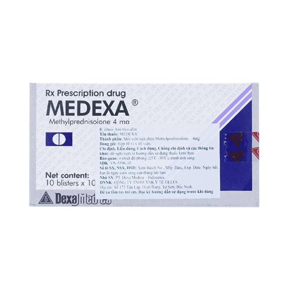Hình ảnh Viên nén Medexa 4mg PT. Dexa Medica chống viêm, giảm viêm khớp dạng thấp (10 vỉ x 10 viên)