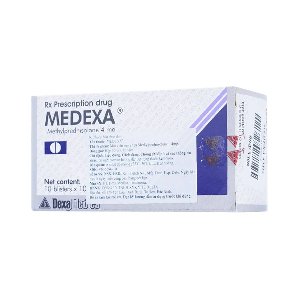 Hình ảnh Viên nén Medexa 4mg PT. Dexa Medica chống viêm, giảm viêm khớp dạng thấp (10 vỉ x 10 viên)
