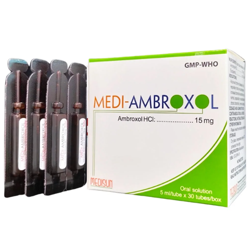 Hình ảnh Thuốc Medi-Ambroxol Medisun tiêu chất nhầy đường hô hấp (30 ống x 5ml)