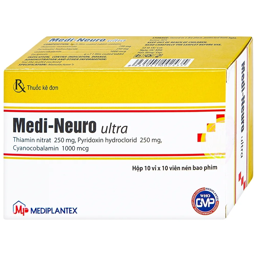 Hình ảnh Viên nén Medi-Neuro Ultra Mediplantex điều trị rối loạn thần kinh, nhiễm độc (10 vỉ x 10 viên)