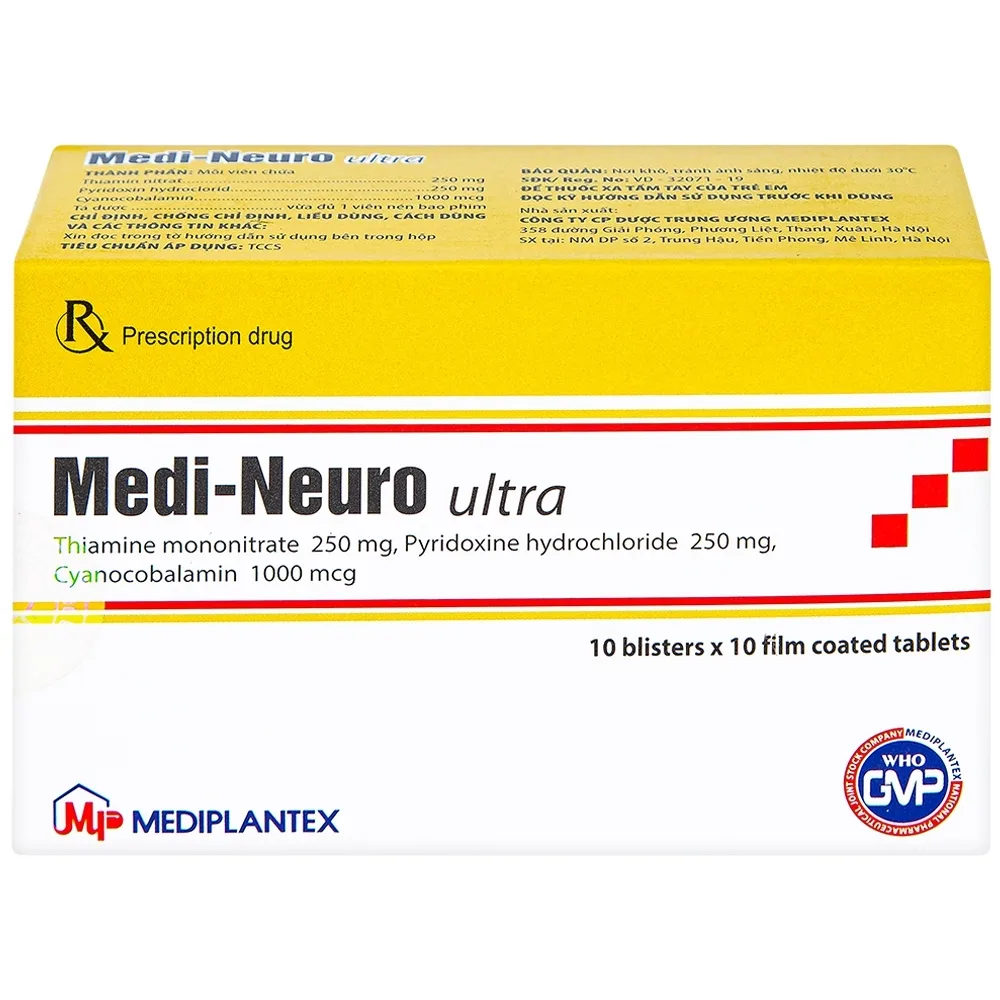 Hình ảnh Viên nén Medi-Neuro Ultra Mediplantex điều trị rối loạn thần kinh, nhiễm độc (10 vỉ x 10 viên)