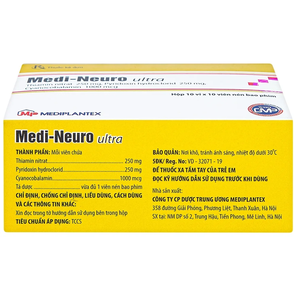 Hình ảnh Viên nén Medi-Neuro Ultra Mediplantex điều trị rối loạn thần kinh, nhiễm độc (10 vỉ x 10 viên)
