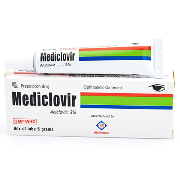 Hình ảnh Thuốc mỡ tra mắt Mediclovir 3% Medipharco điều trị viêm giác mạc (5g)