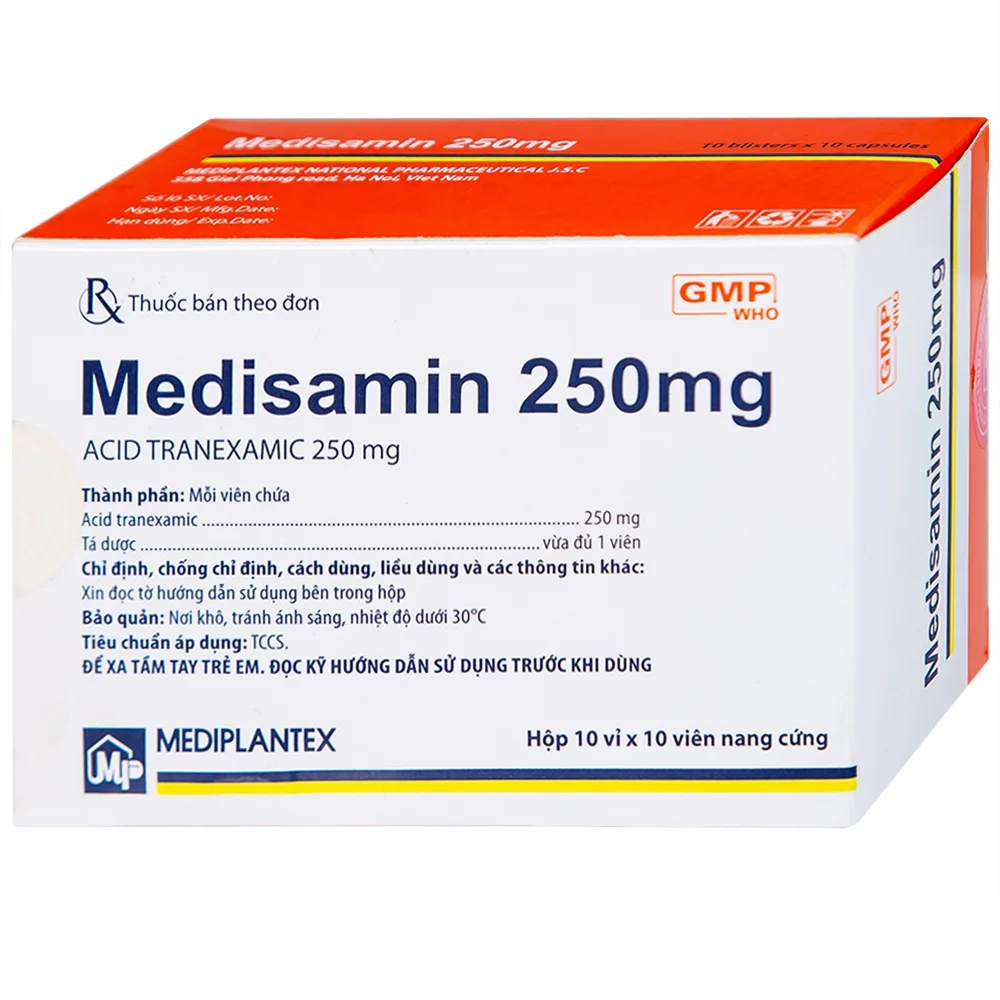 Hình ảnh Thuốc Medisamin 250mg Mediplantex điều trị tình trạng chảy máu (10 vỉ x 10 viên)