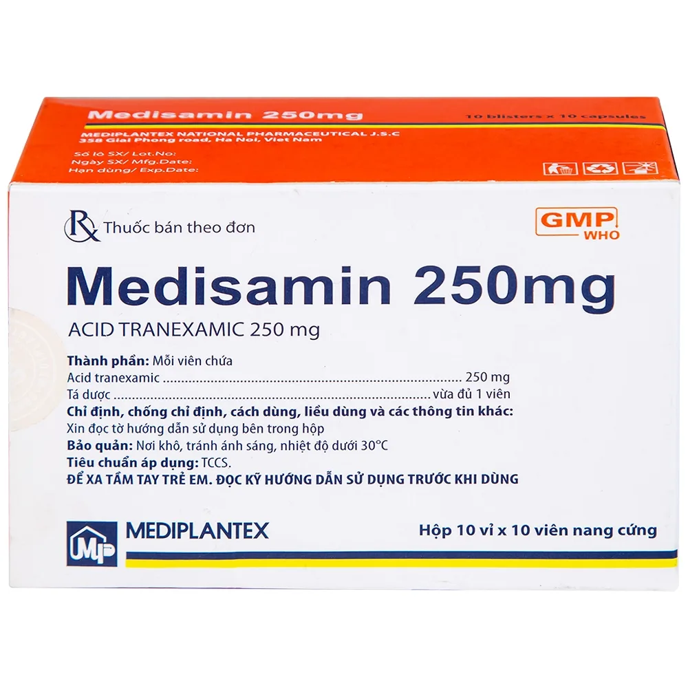 Hình ảnh Thuốc Medisamin 250mg Mediplantex điều trị tình trạng chảy máu (10 vỉ x 10 viên) 