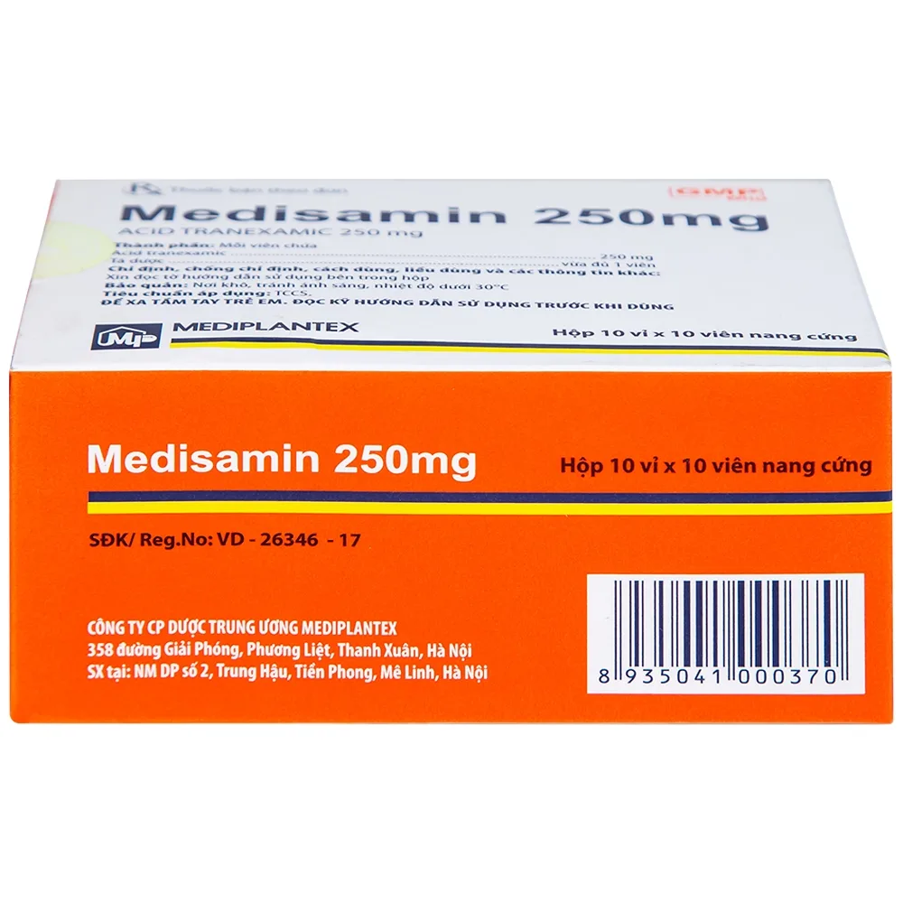 Hình ảnh Thuốc Medisamin 250mg Mediplantex điều trị tình trạng chảy máu (10 vỉ x 10 viên) 