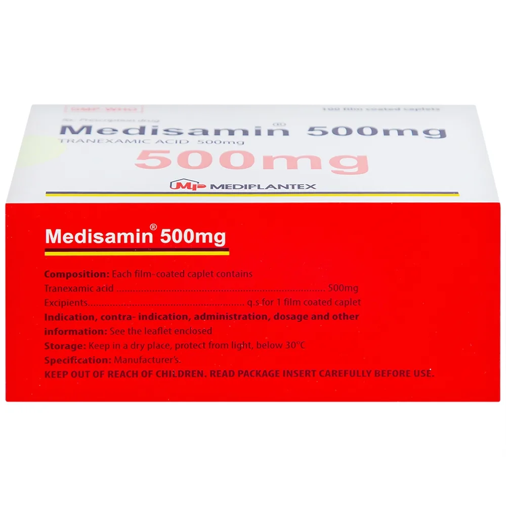 Hình ảnh Thuốc Medisamin 500mg Mediplantex điều trị chảy máu ở bệnh ưa chảy máu, rong kinh (10 vỉ x 10 viên) 
