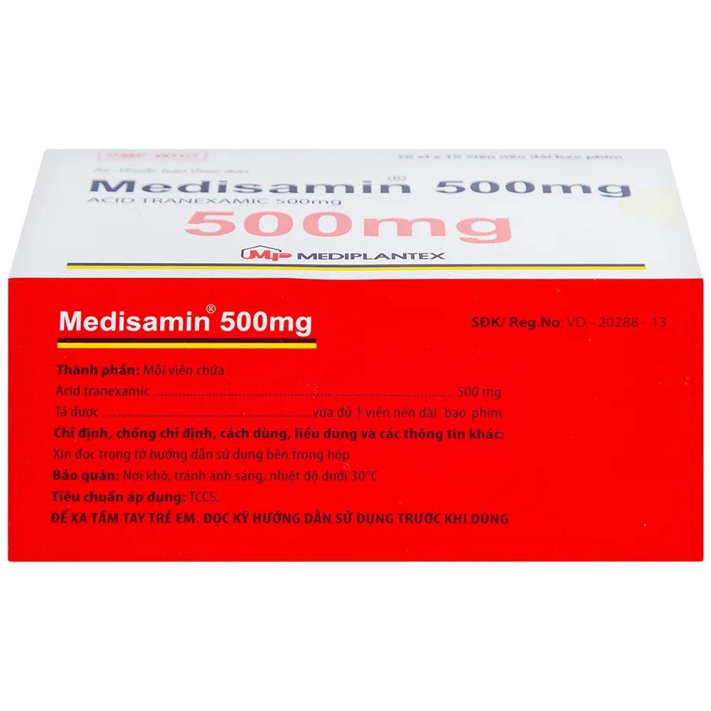 Hình ảnh Thuốc Medisamin 500mg Mediplantex điều trị chảy máu ở bệnh ưa chảy máu, rong kinh (10 vỉ x 10 viên) 