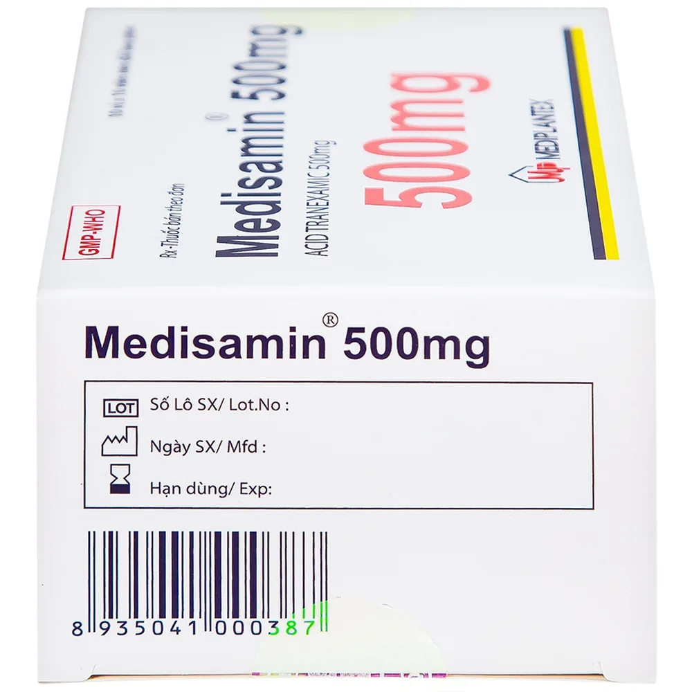 Hình ảnh Thuốc Medisamin 500mg Mediplantex điều trị chảy máu ở bệnh ưa chảy máu, rong kinh (10 vỉ x 10 viên) 