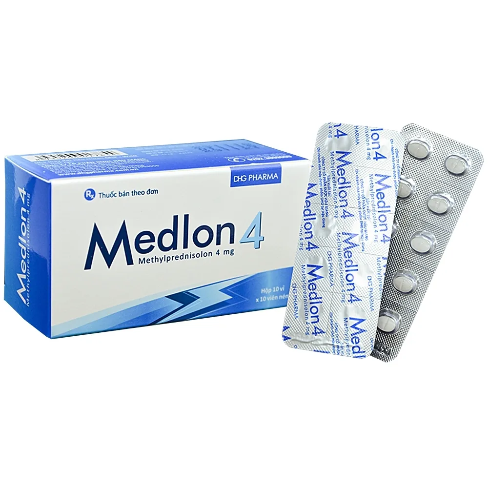 Hình ảnh Thuốc Medlon 4 DHG Pharma chống viêm, giảm miễn dịch trong viêm khớp, lupus ban đỏ (10 vỉ x 10 viên)