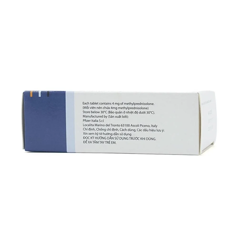 Hình ảnh Thuốc Medrol 4mg Pfizer kháng viêm, điều trị rối loạn nội tiết, viêm tuyến giáp (3 vỉ x 10 viên)