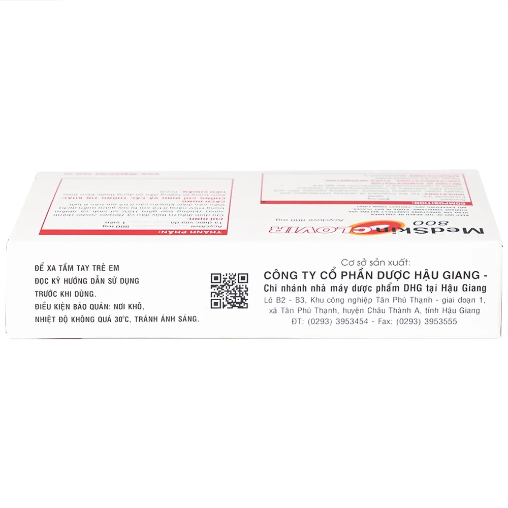 Hình ảnh Thuốc MedSkin Clovir 800 DHG điều trị nhiễm virus Herpes simplex, bệnh thủy đậu, viêm phổi do Zona (3 vỉ x 10 viên)